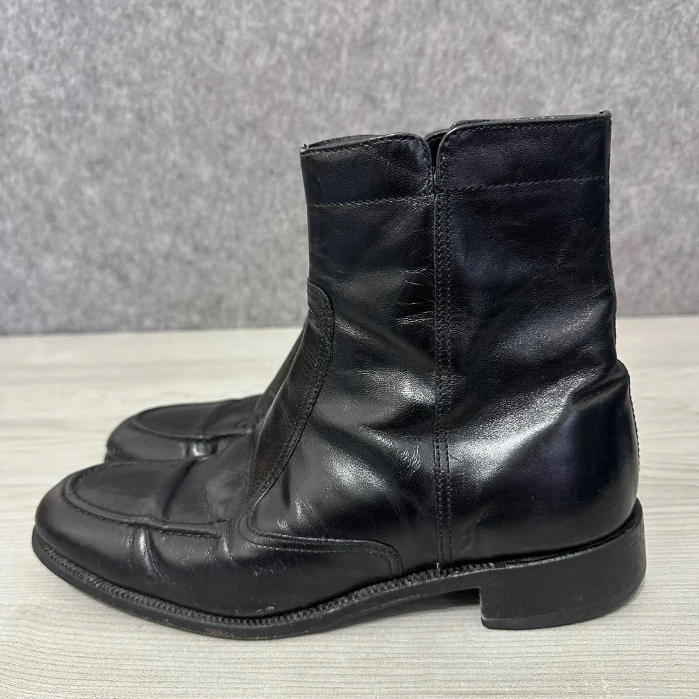 Florsheim Essex Moc Toe‎ Boots Mens 8.5 Black Leather Side Zip Ankle Dress